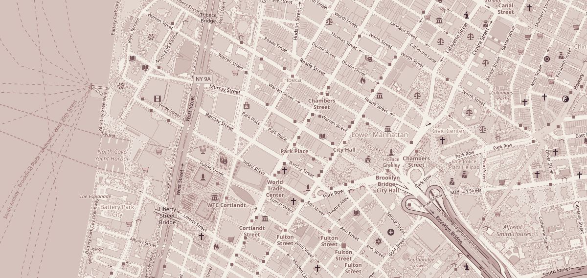 Street map around the New York office