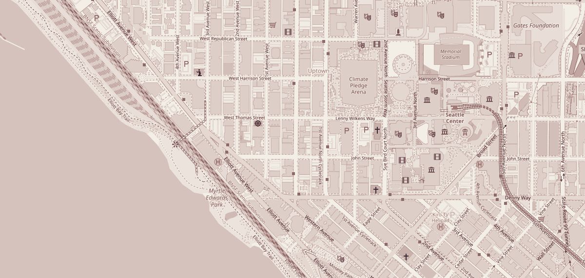 Street map around the Seattle office