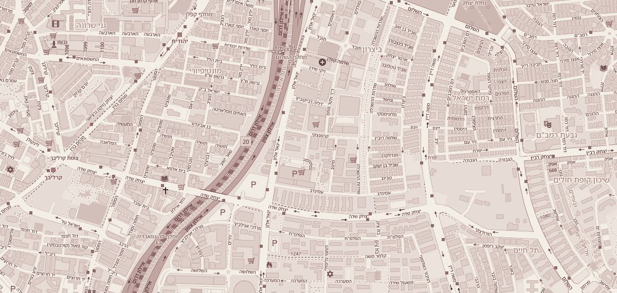 Street map around the Tel Aviv office