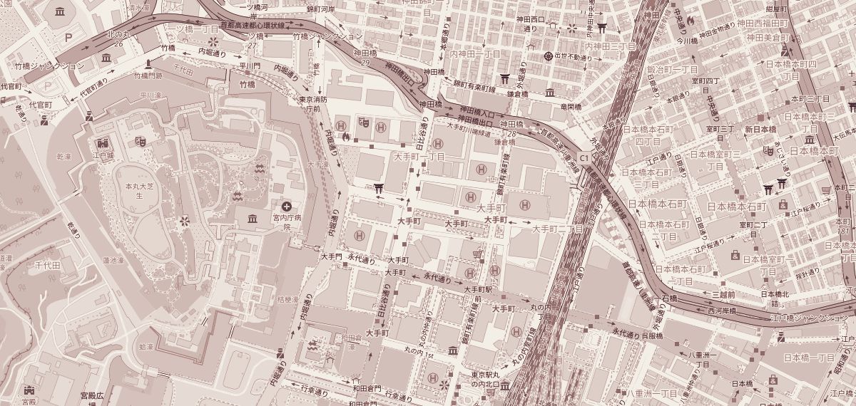 Street map around the Tokyo office