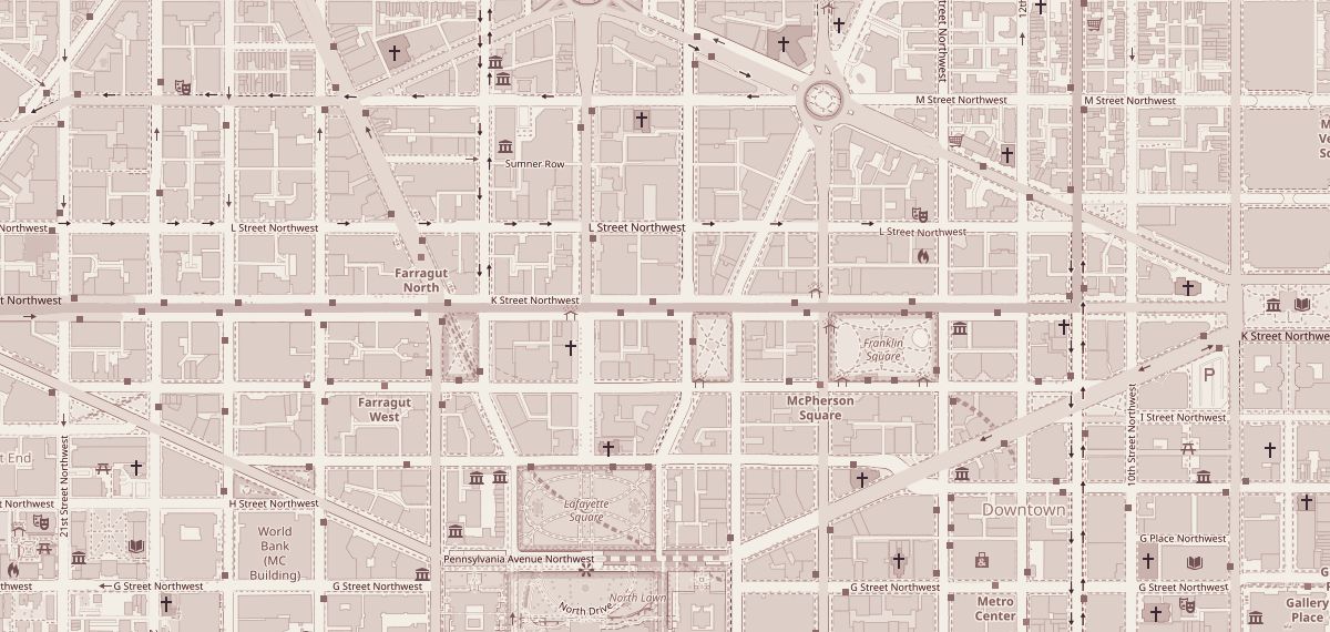 Street map around the Washington office